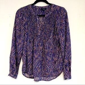 Lucky Brand purple paisley v-neck long sleeve blouse